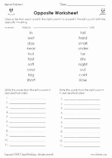 Opposites Worksheet for Kindergarten Synonyms Worksheets 2nd Grade – Petpage