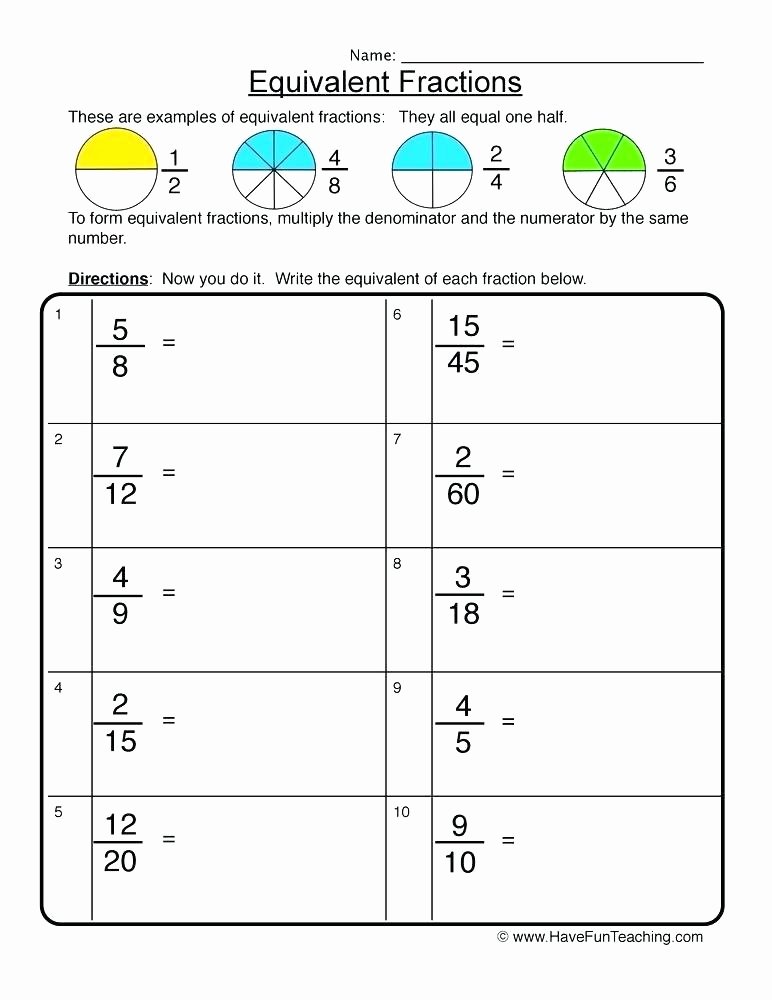 Ordering Fractions Worksheet 4th Grade 4th Grade Printable Worksheets Equivalent Fractions