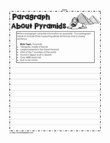 Paragraph Writing Worksheet Paragraph On Pyramids School