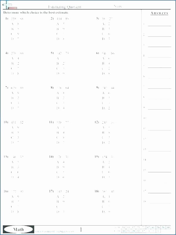 Partial Quotients Worksheet Lovely Estimating Quotients Worksheets 5th Grade