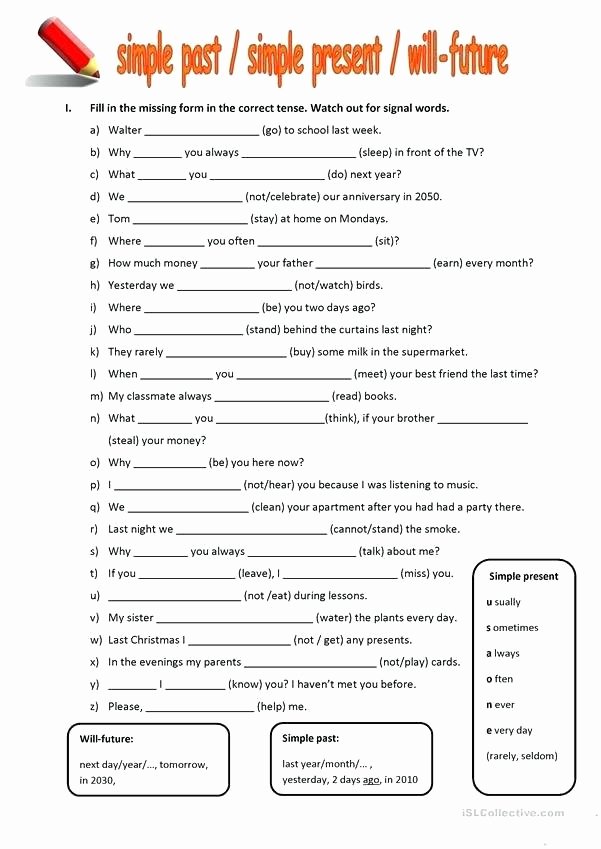 Past Present and Future Worksheets Free Past Tense Verb Worksheets Free Present Tense Verb