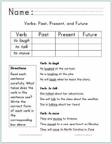 Past Present Future Worksheets Grade Past Exercises Verb Tenses Worksheets for Grade Tense