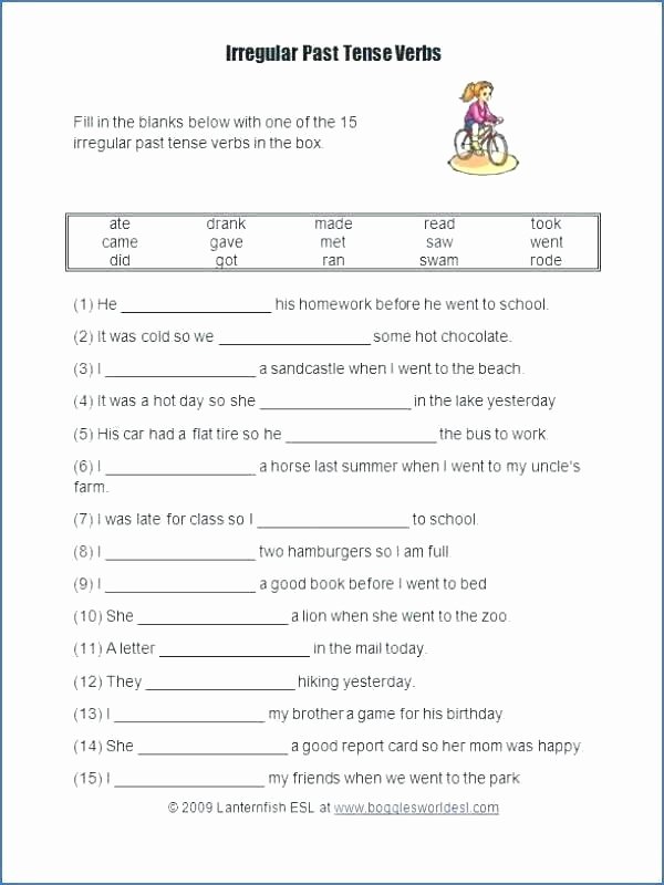 Past Tense Verbs Worksheet Free Printable Irregular Verb Worksheets