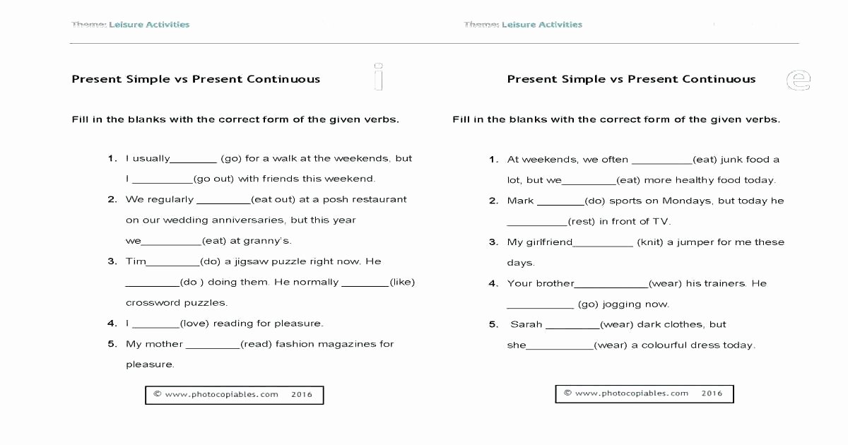 Past Tense Verbs Worksheet Simple Present Tense Worksheets