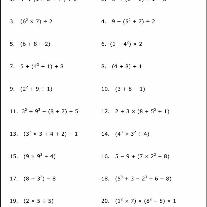 Pemdas Practice Worksheets Math Worksheets order Of Operations or Pemdas