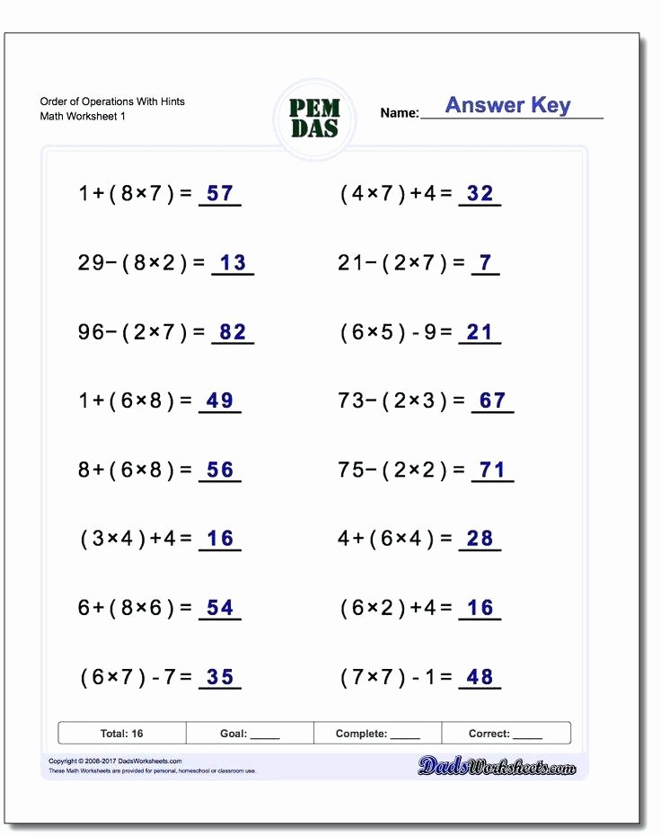 Pemdas Practice Worksheets Use these Free Algebra Worksheets to Practice Your order