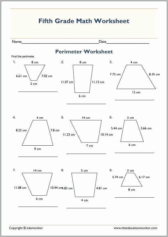 Perimeter Worksheets 3rd Grade New Measure the Rectangle Perimeter Worksheet area and Free Math