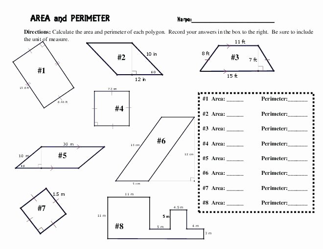 Perimeter Worksheets for 3rd Grade Math Worksheets for Grade 5 area and Perimeter – Math Worksheets