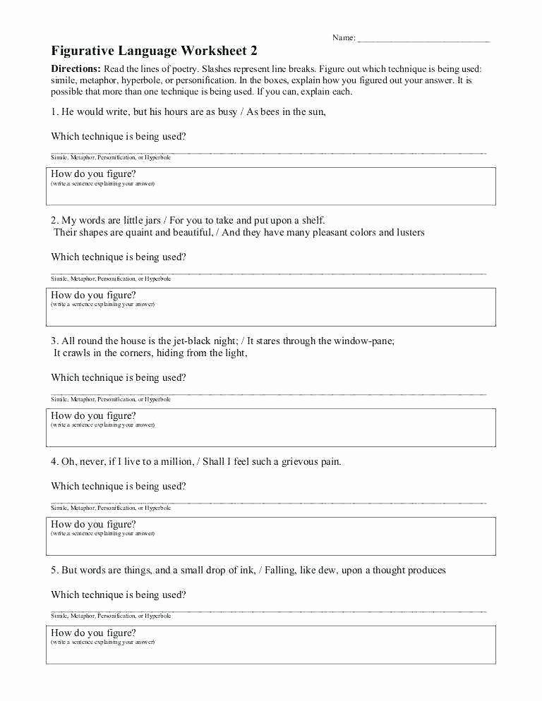 Personification Worksheets 6th Grade Figurative Language Worksheets for 6th Grade – Primalvape