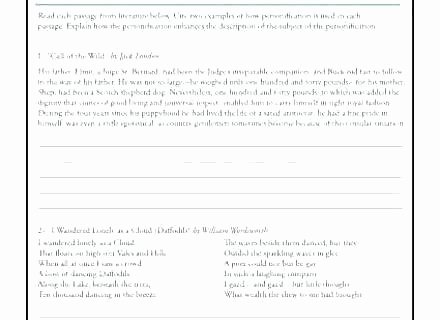 Personification Worksheets 6th Grade Kindergarten Literacy Lesson for High School Literature