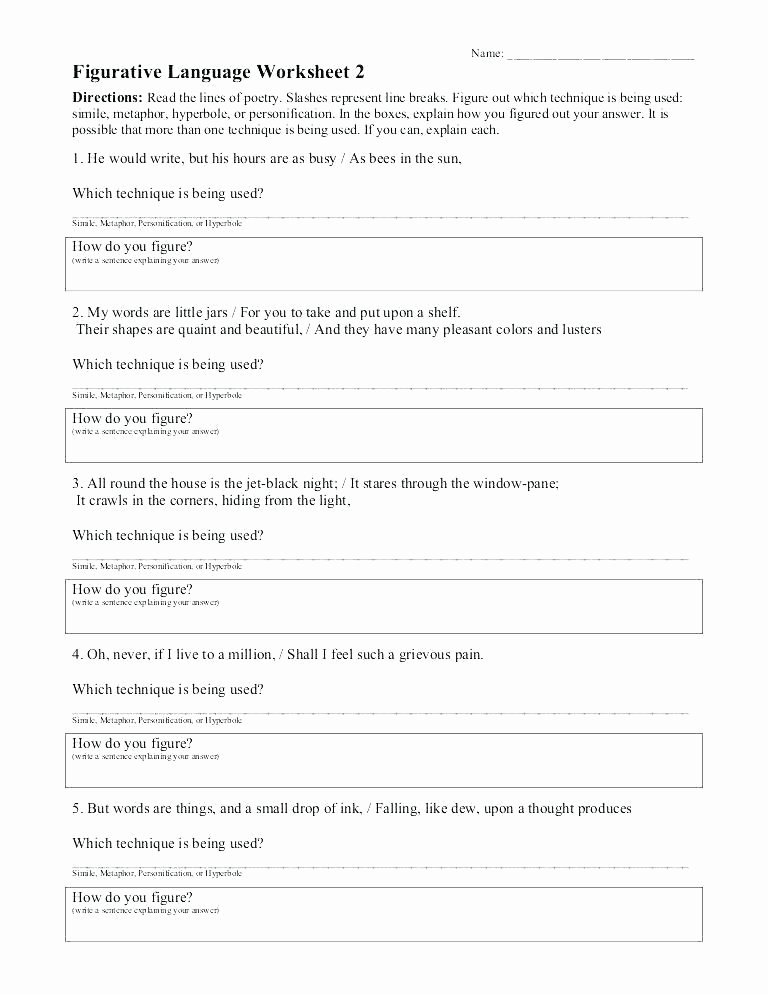 Personification Worksheets Answers Figurative Language Worksheets 6th Grade Arts