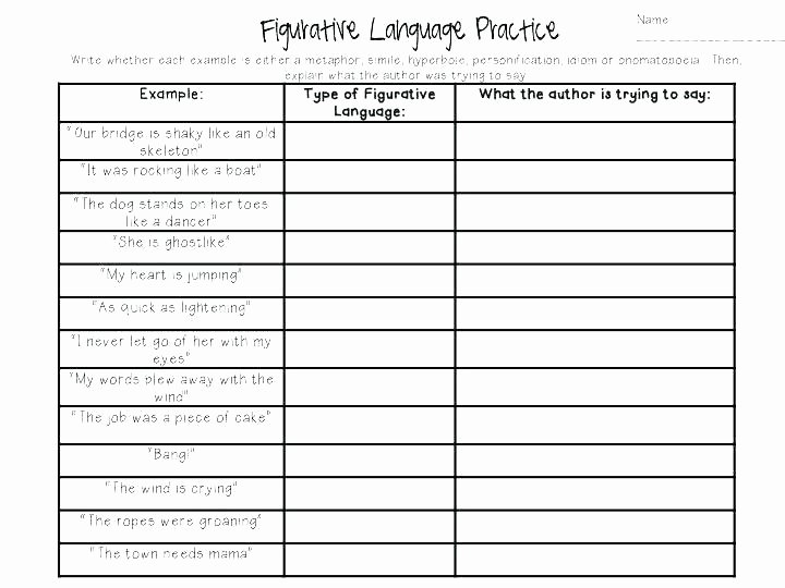 Personification Worksheets for Middle School Madison Figurative Language Practice Middle School