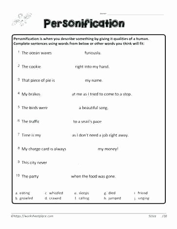 Personification Worksheets for Middle School Personification Worksheets for Middle School This is An