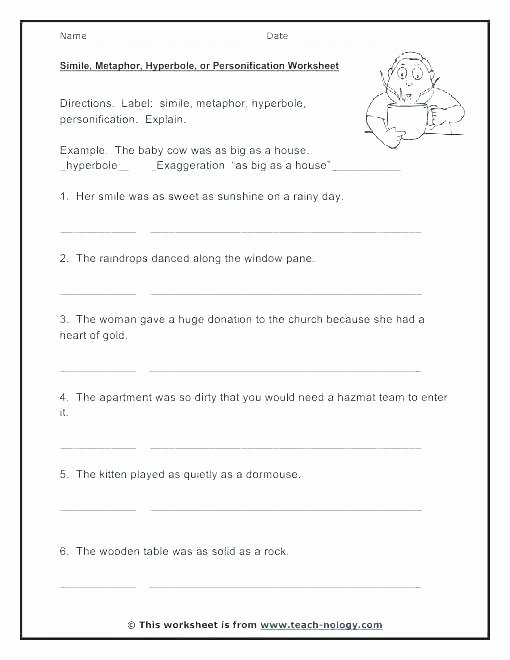 Personification Worksheets for Middle School Personification Worksheets Grade 5 – Petpage