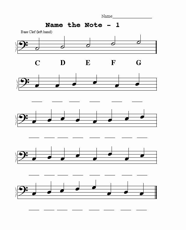 Piano Worksheets for Kids Bass Clef Worksheets