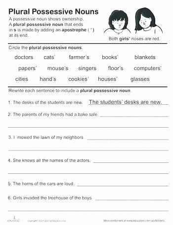 Plural Nouns Worksheet 5th Grade About This Worksheet Possessive Pronouns Worksheets for