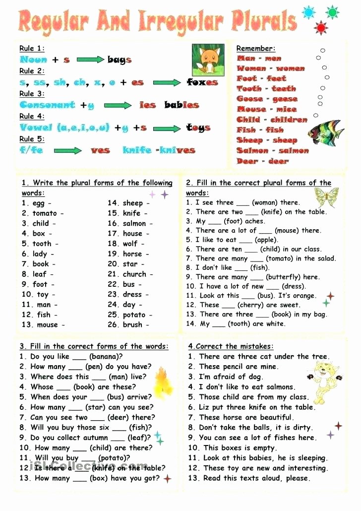Plural Nouns Worksheet 5th Grade Plurals Worksheets Irregular Plural Nouns Noun Grade