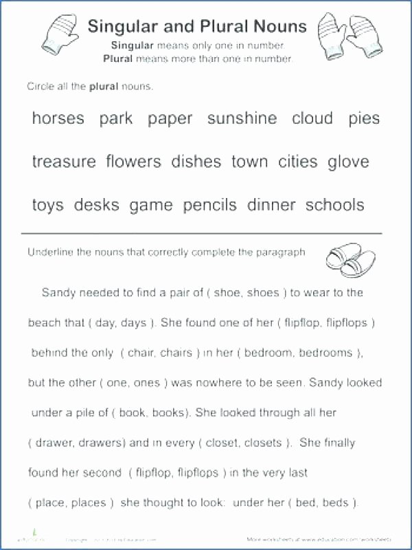 Plural Nouns Worksheet 5th Grade Singular and Plural Pronouns Worksheets Download Free