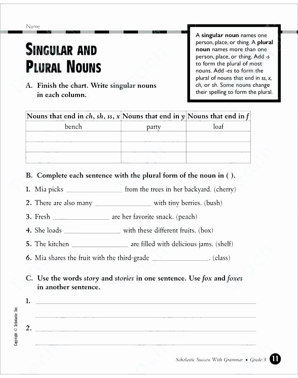 Plural Nouns Worksheet 5th Grade Singular Plural Worksheets for Grade 4 Worksheet 4th Math
