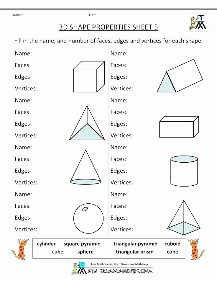 Polygon Worksheets 5th Grade Printable Math Worksheets Grade 3 Geometry