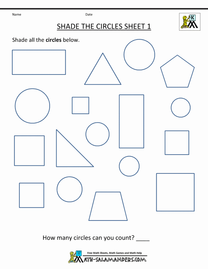 Polygon Worksheets for 2nd Grade 2d Shapes Worksheets Free Shape Shade the Circ