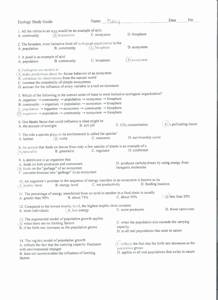 Populations and Communities Worksheet Answers Ecology Worksheets Ecosystem Worksheets A Lesson Resources