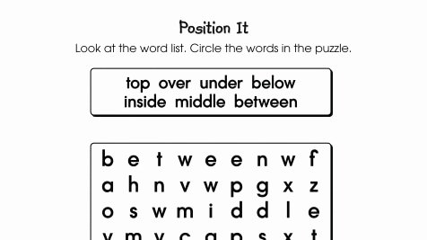 Positional Words Preschool Worksheets Word Search Writables &amp; Printables