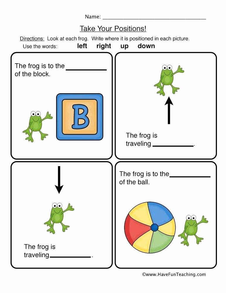 Positional Words Worksheets Kindergarten Position Worksheets