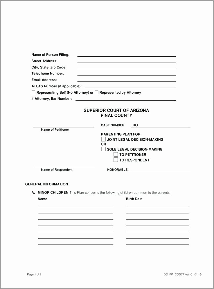 Positive Parenting Worksheets Parenting Plans Consent orders Examples Child Support Simple