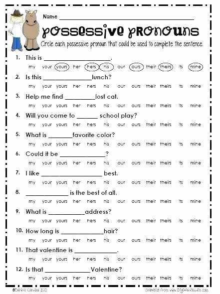 Possessive Pronoun Worksheet 3rd Grade Free Pronoun Worksheets Possessive 4 for Grade Pronouns Free