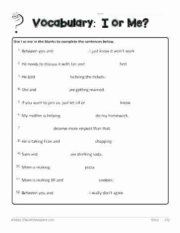 Possessive Pronoun Worksheet 3rd Grade I Vs Me Worksheet 1 Pronoun Worksheets Grade Possessive