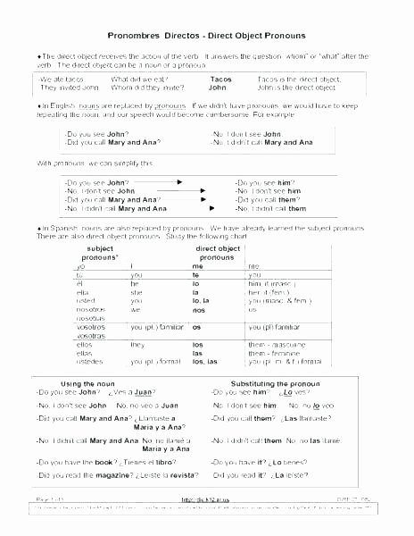Possessive Pronoun Worksheet 3rd Grade Object Pronoun Worksheets Subject Object Pronouns Worksheets