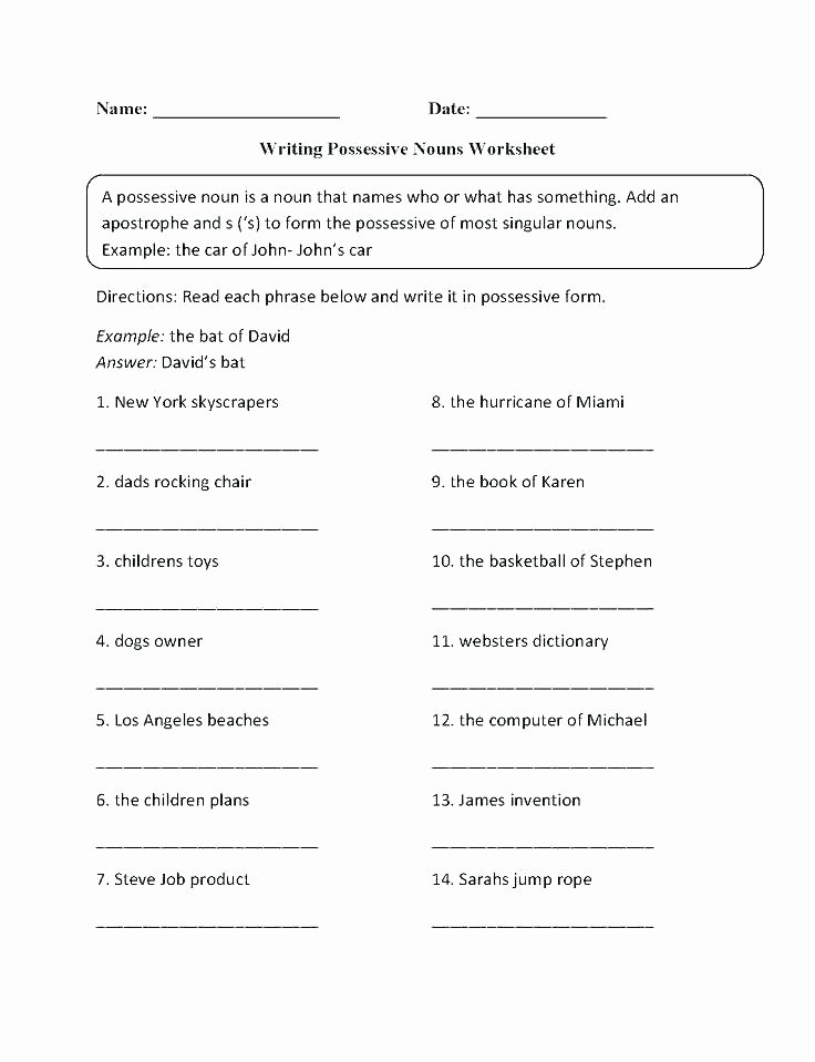 Possessive Pronoun Worksheets 5th Grade Free Personal Pronouns Worksheets Free Possessive Nouns