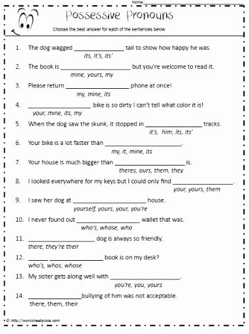 Possessive Pronoun Worksheets 5th Grade Grade 7 English Grammar Worksheets Second Grade Grammar