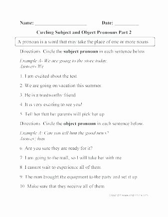 Possessive Pronoun Worksheets 5th Grade Subject and Object Pronouns Worksheets Worksheet Fresh the