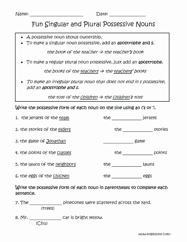 Possessive Pronouns Worksheet 2nd Grade 2nd Grade Grammar Printable Worksheets Homework Free