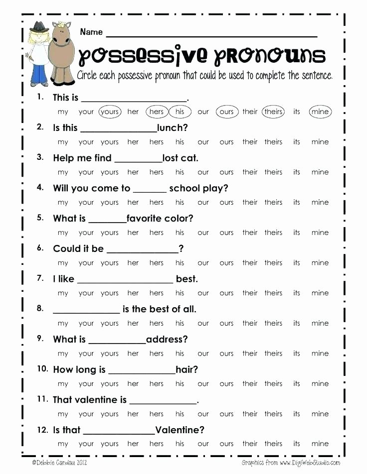 Possessive Pronouns Worksheet 2nd Grade Adding Personal Pronouns Worksheet Worksheets Pronoun and