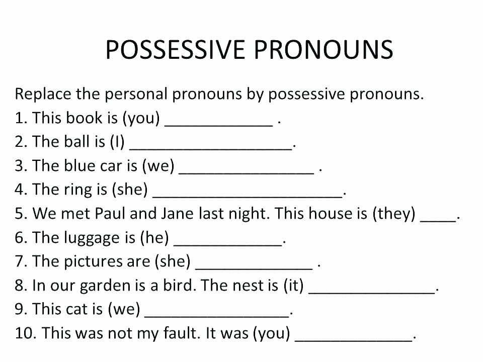 Possessive Pronouns Worksheet 2nd Grade Possessive Pronouns Worksheets for Grade 3 Awesome 2 Quiz