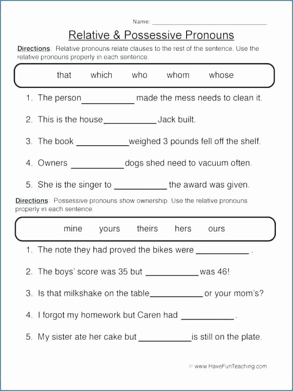 Possessive Pronouns Worksheet 3rd Grade Pronouns Free Language Stuff 1 Pronoun Worksheets for 1st Grade
