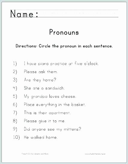 Possessive Pronouns Worksheet 3rd Grade Subject Object Possessive Pronouns Worksheets
