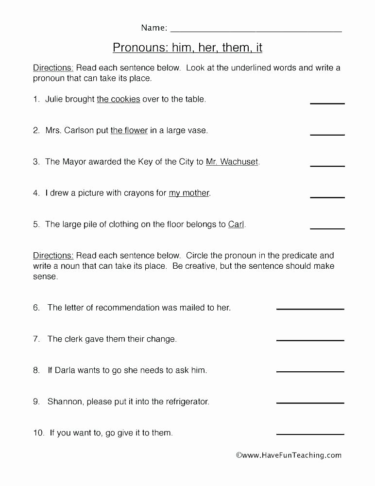 Possessive Pronouns Worksheet 5th Grade Object Pronouns Worksheet Subject Pronoun Agreement Quiz
