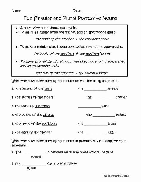 Possessive Pronouns Worksheet 5th Grade Pinterest