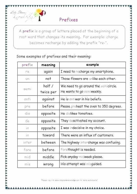 Prefix and Suffix Worksheets Pdf Pin On Education