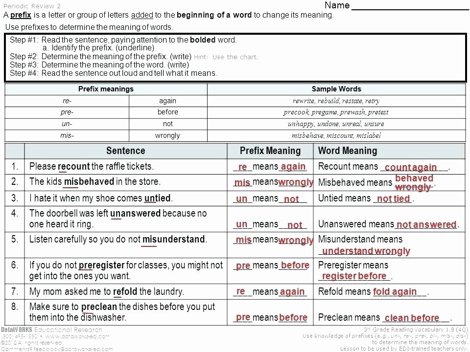 Prefix Suffix Worksheet 3rd Grade Grade Prefixes and Suffixes Worksheets Prefix Dis for 4 with