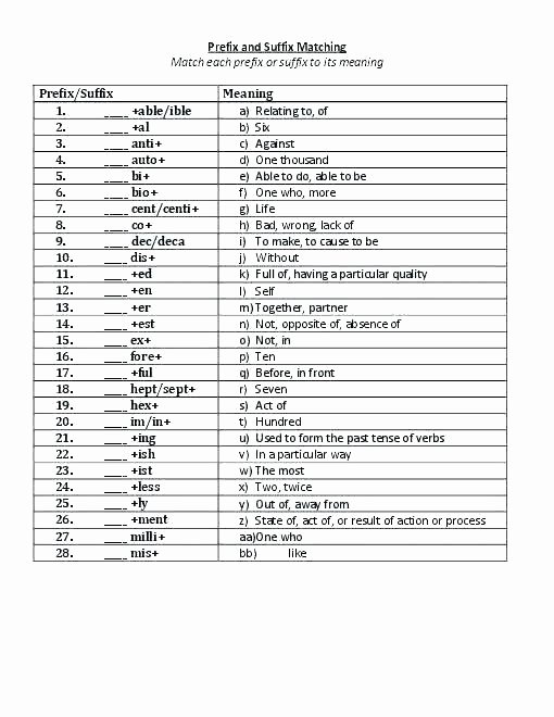 Prefix Suffix Worksheet 3rd Grade Re Worksheets