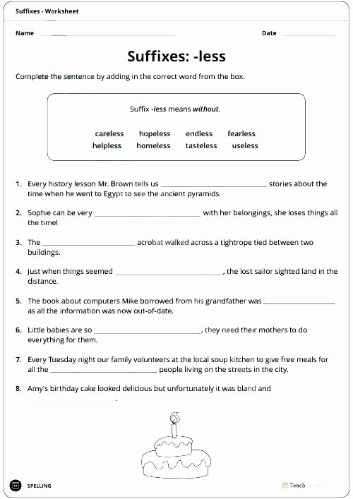 Prefix Suffix Worksheets 3rd Grade Suffix Worksheets 0 Rs and Less Grade Adjectives Printable