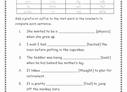 Prefix Suffix Worksheets 3rd Grade Suffix Worksheets Free Printable Prefix for Grade Prefixes