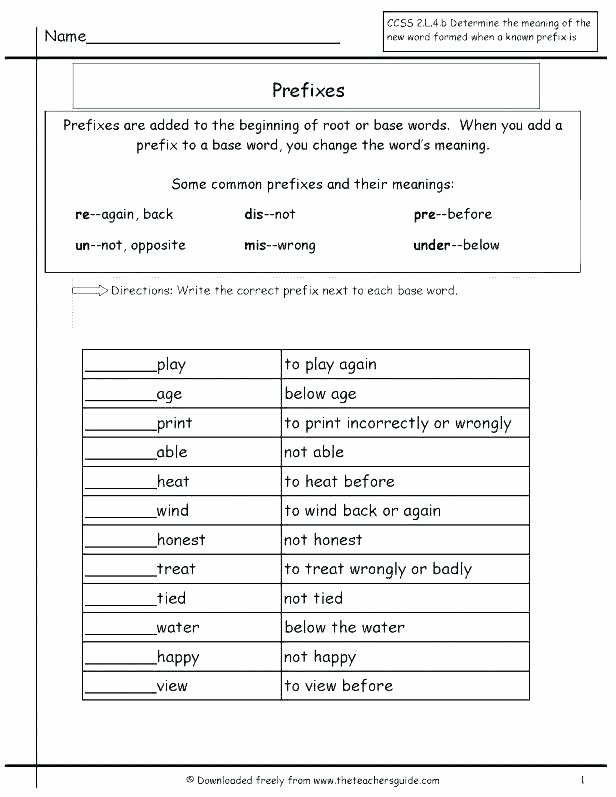 Prefix Worksheet 4th Grade Base Words Worksheets