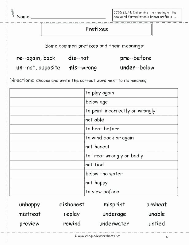 Prefix Worksheet 4th Grade Prefix and Suffix Worksheets with Answers Activities