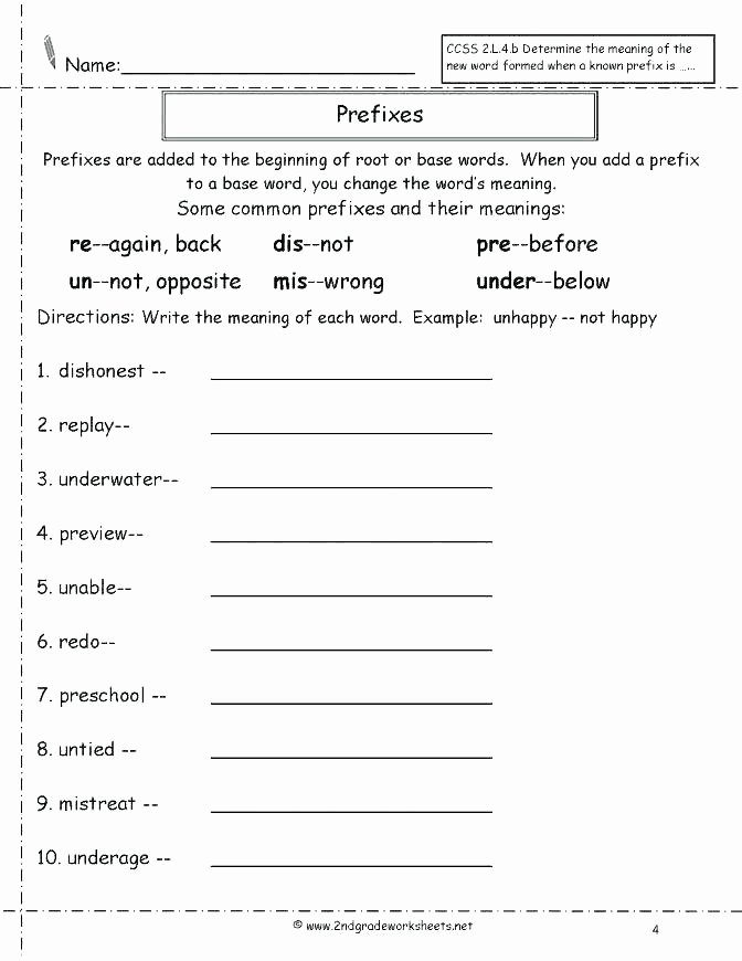 Prefix Worksheet 4th Grade Worksheets Free Printable Prefix Suffix Middle School